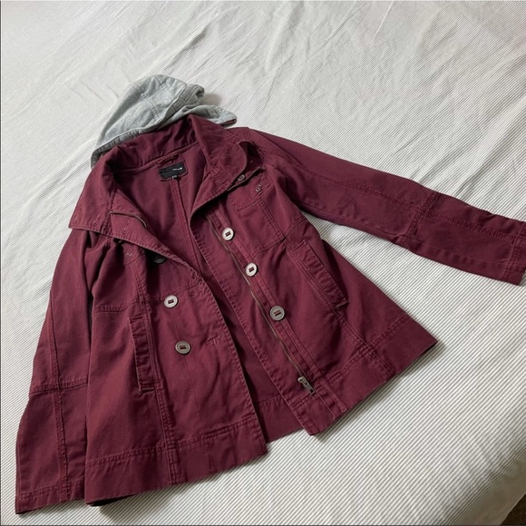 HURLEY Double Breasted Jacket Burgundy Cotton - Picture 1 of 8